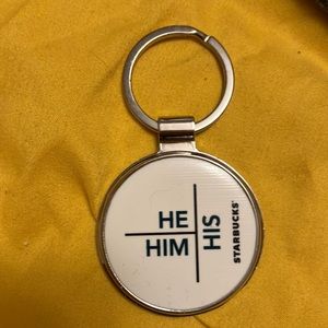 Starbucks pronoun keychain